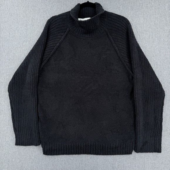 Softies Sweaters - Softies Marshmallow Rib Mock Neck Sweater Black Sz L Plush Cozy Lounge Oversized